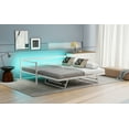 thumbnail image 6 of Newest Twin Size Metal Daybed with LED , Adjustable Trundle, Pop Up Trundle, White, 6 of 9