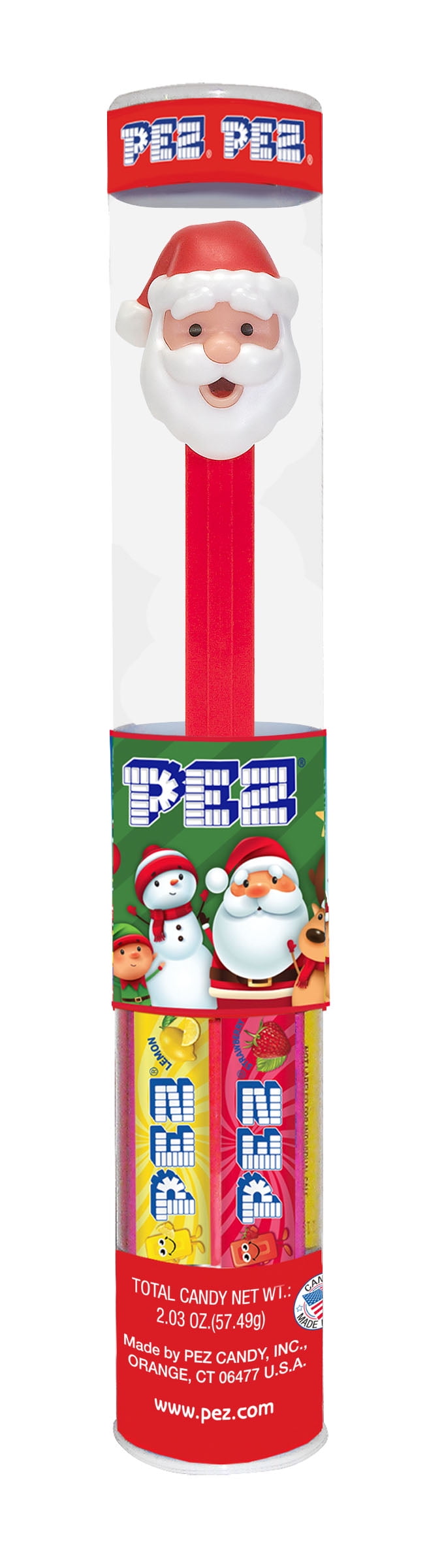 PEZ Candy, Christmas Candy Dispenser Tube, 7 Refills, 1 Count, 2.03oz