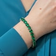 thumbnail image 4 of Kezef 7mm Round Cut Simulated Green Emerald Tennis Bracelet in Sterling Silver Plate for Women, 7", 4 of 6