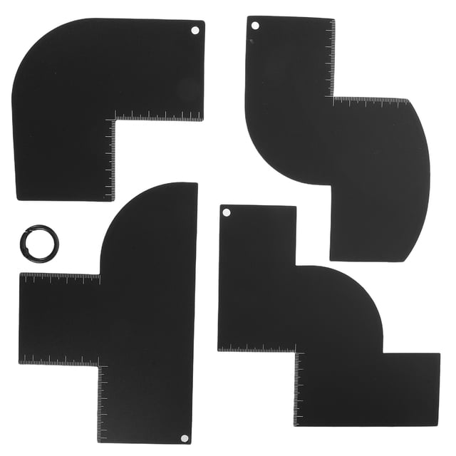 BRIGHTFUFU Kit d'Outils de Façonnage de Barbe 1Ensemble Noir Guide de Façonnage de Ligne de Cheveux Réutilisable avec Règle de Précision pour Coiffure de Barbier à Domicile