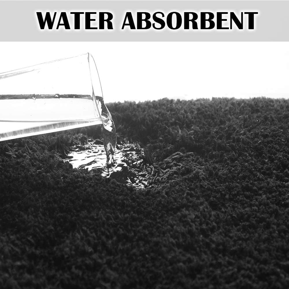 Bathroom Contour Rug Non Slip Bath Mat Water Absorbent Soft Microfiber Shaggy Bathroom Mat Machine Washable Bath Rug for Bathroom Thick Plush U Shape Toilet Rug (20 x 24, Black)