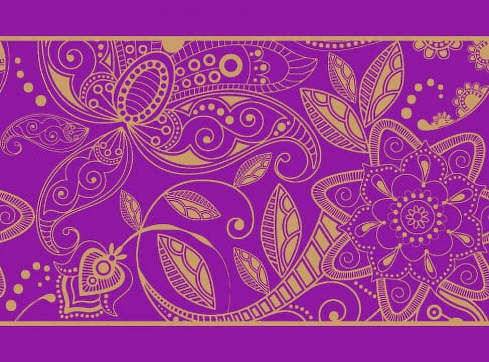 IBA Indianbeautifulart Purple Leaves & Floral Artistic Fabric Lace Dressmaking Velvet&nbsp;Trim&nbsp;Tape Printed Sewing Lace 9 Yards 4 Inches