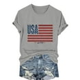 thumbnail image 2 of Dolkfu Crew Neck Womens Summer Tops Gray Short Sleeve 250th Anniversary Independence Day Pull-on T-Shirts Retro Modern Printed Tops Gray,S, 2 of 4