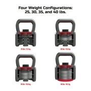 FitRx SmartStack Wide Handle Adjustable Kettlebell for Home Gym Workouts, 25-40 lbs, Black
