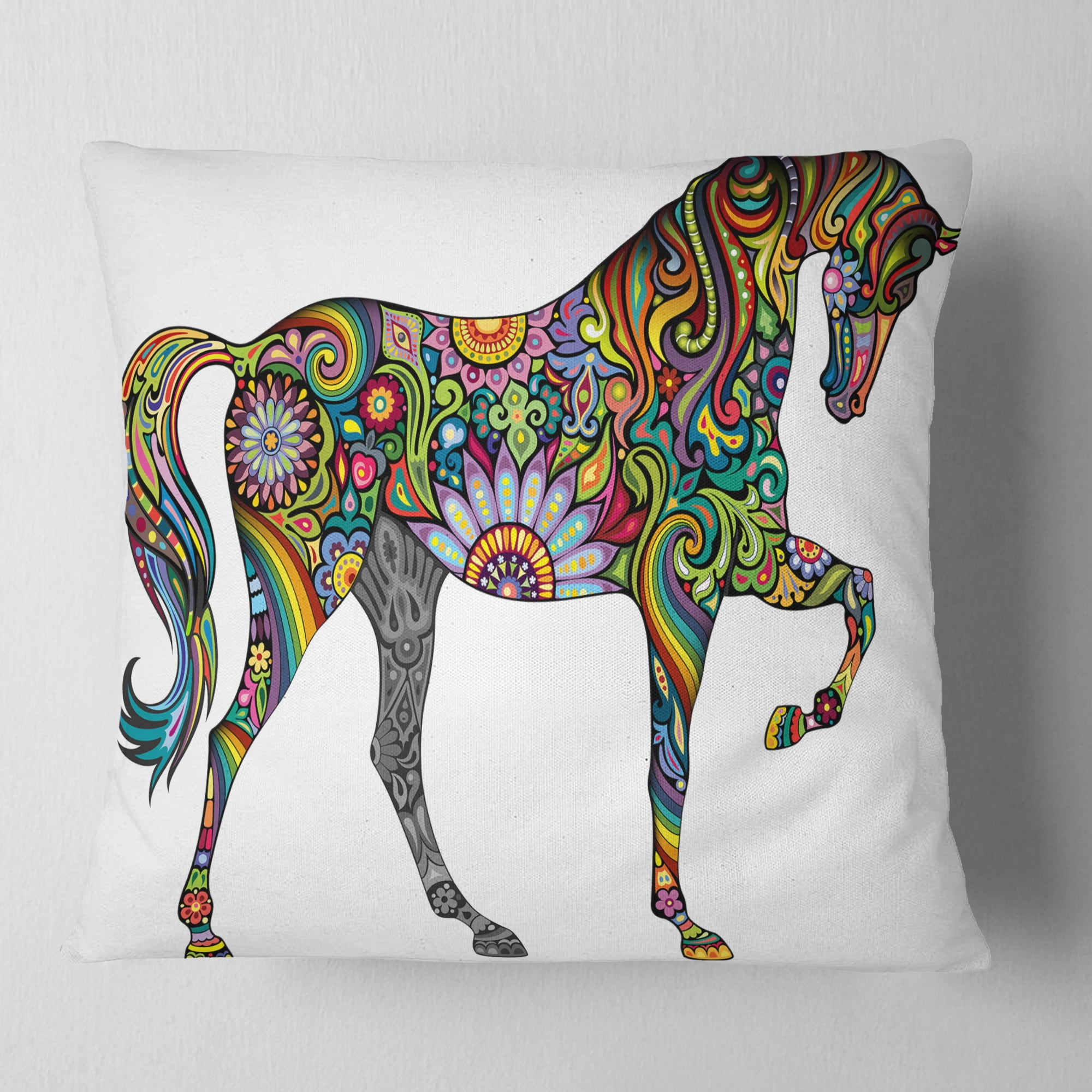Designart Cheerful Horse - Animal Throw Pillow - 18x18