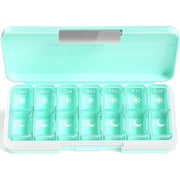 Am Pm Pill Organizer Day Weekly Pill Box Times a Day Medicine Pill Organizer with Separate Compartment Travel Pill Case Dispenser Portable for Vitamins Fish Oils Medicines(Pink)