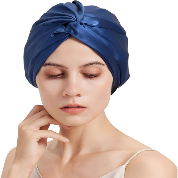 TELOLY 100% Mulberry Silk Bonnet,Double-Layered Hair Bonnet for Sleeping Women,Pure Silk Turban,Night Sleep Hair Wrap