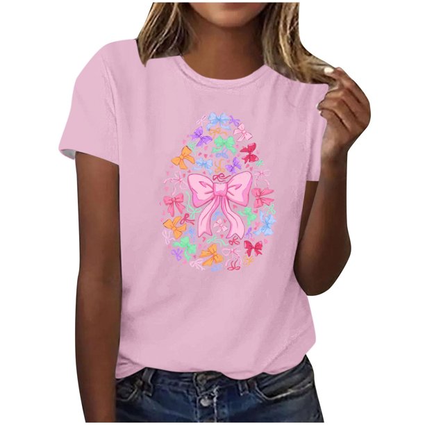 Mujeres Manga Corta de Verano Tops V-Cuello Impreso Suéter, Blusa de Moda Casual para la Primavera