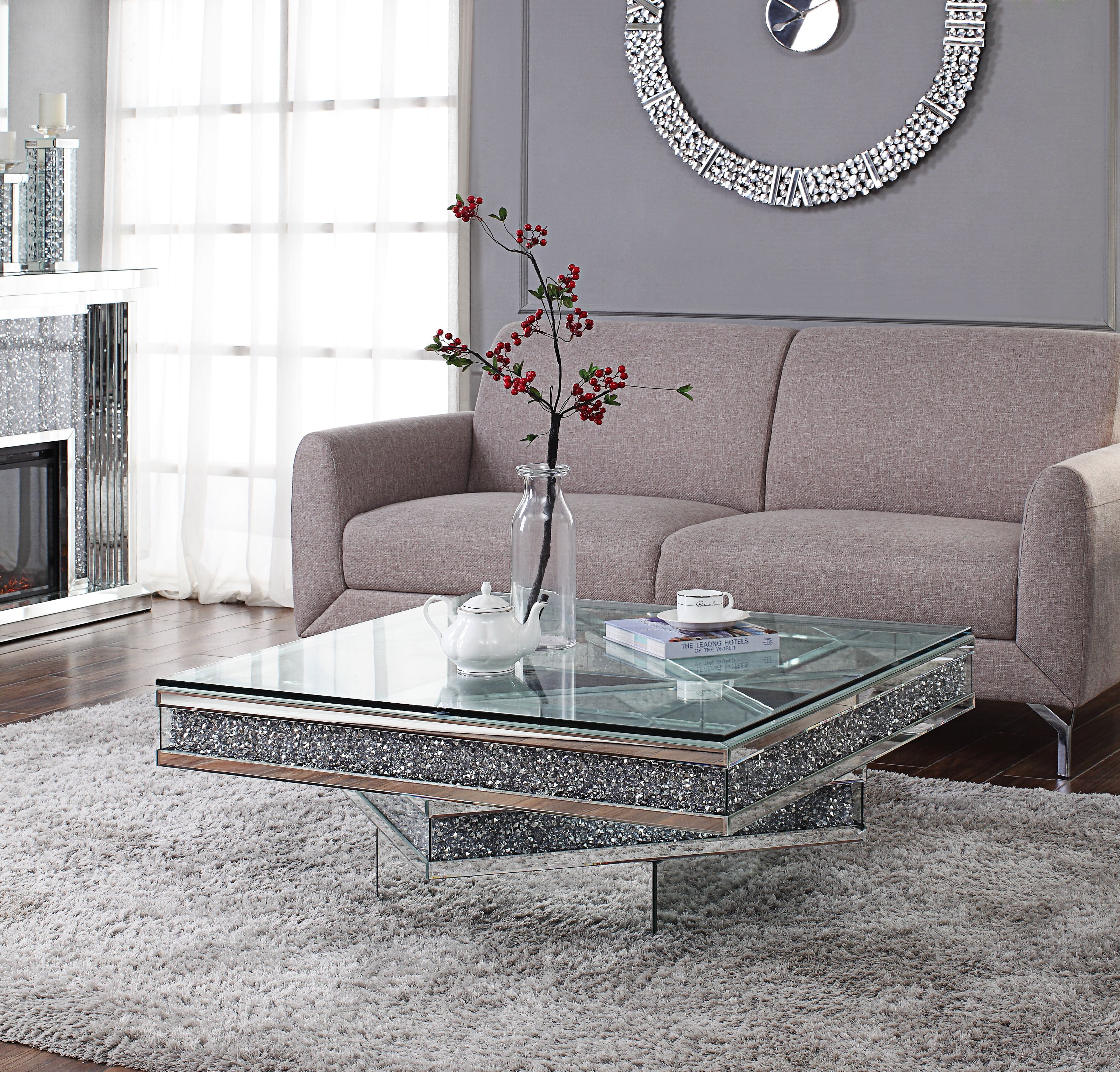 ACME Furniture 81195 Yuri Coffee Table Mirrored Top/Chrome