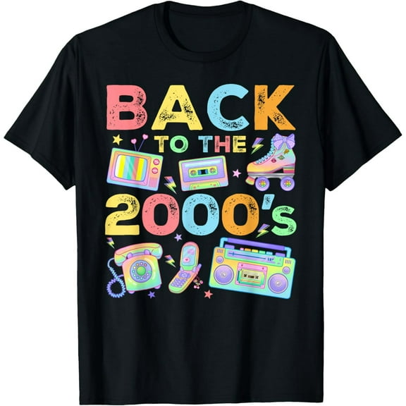 Back To 2000's 2000s Vintage Style 2000s Retro Party T-Shirt men and women can wear, black, white, gifts