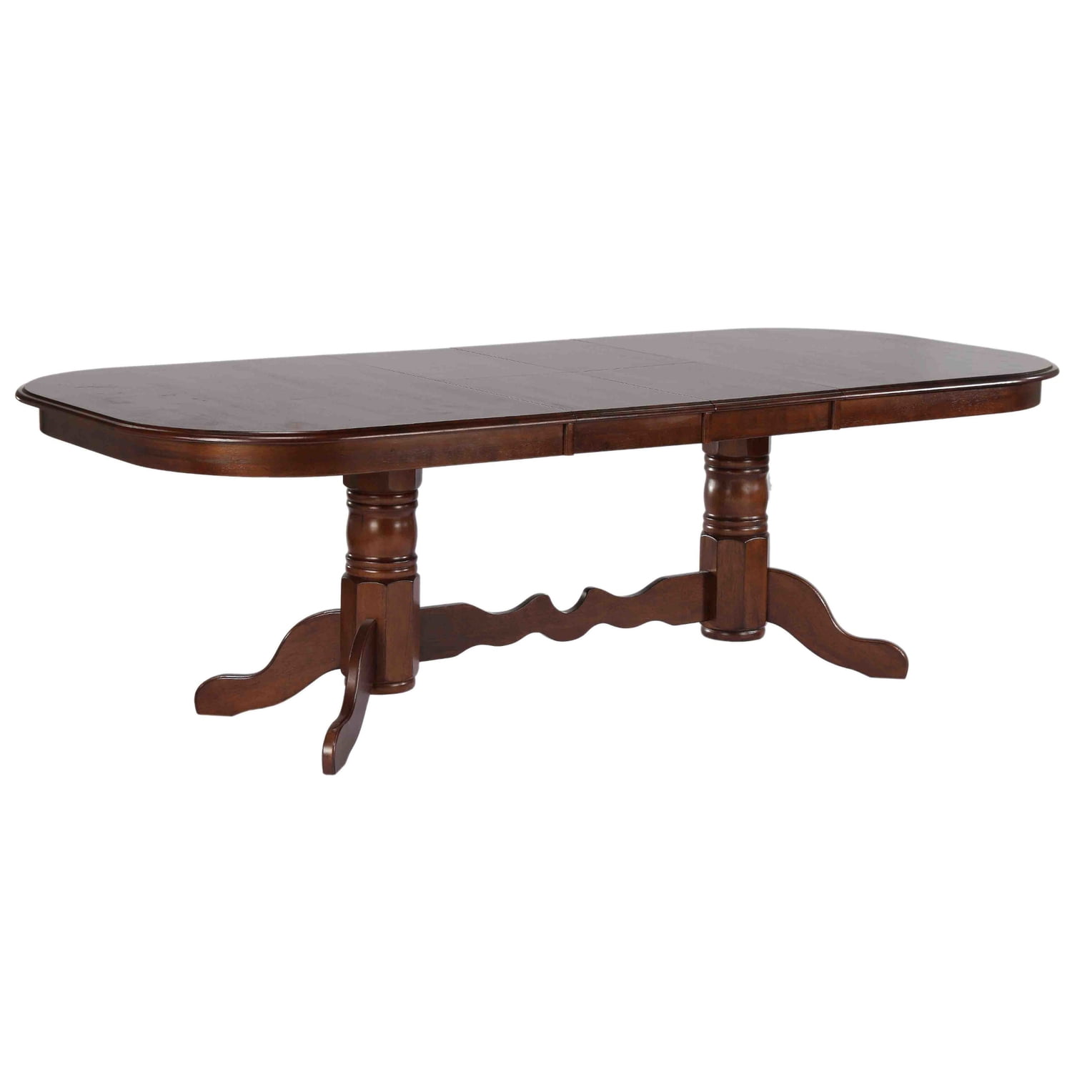HomeStock Art Deco Dreams 96" Oval Double Pedestal Butterfly Extendable Dining Table , Chestnut Brown , Seats 10
