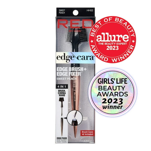 RED by Kiss Edge Cara 4 in 1 Edge Brush Comb Boar Bristles with Edge Fixer (Sweet Peach)