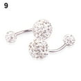 thumbnail image 5 of Yesbay Women\'s Rhinestone Balls Navel Button Barbell Body Piercing Belly Ring-Red, 5 of 6
