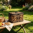 thumbnail image 5 of Kraoden Foldable Storage Box, Large Capacity Fabric Organizer with Lid for Clothing, Toys, and Miscellaneous Items, Durable Non-Woven Fabric with Antique Wooden Box Patterns, 5 of 6