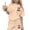 Beige, variant on Girls Summer Clothes Casual Short Sleeve T-Shirt & Short Set 4Th Of July 2 Piece Outfits Beige 14-15Years