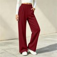 thumbnail image 5 of Levmjia Women Solid Elastic Waist Long Pants Soft Casual Trousers Loose Fit Comfortable Daily Wear Travel Home Outdoor All Season Fashio, 5 of 7