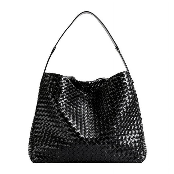 Women Boston Bag Woven Vegan Leather Handbags Female Satchel Messenger Bag Fashion Shoulder Crossbody Bag Casual Hobo,36*27*15cm