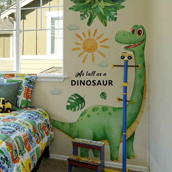 3pcs,Cartoon Dinosaur Sun Plants English Wall Stickers Children's Room Kindergarten Background Decoration Wall Stickers