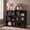 Black-3 tier, variant on 2/3 Tier Modern Geometric Bookshelf, Short Wide Horizontal Bookcase with Round Cutout Design, Low Wooden Cubby Storage Organizer Display Shelf
