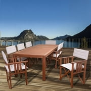 Amazonia Eucalyptus Wood Dining Set with 8 Taos Director Chairs, Khaki, Seating Capacity: 8