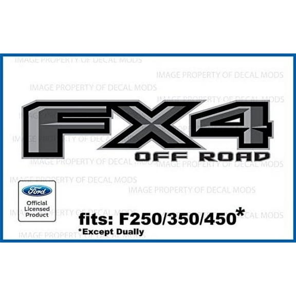 Decal Mods FX4 Off Road Decals Stickers for Ford F250 F350 F450 Gray / Grey (2017-2020) - FPPG (set of 2) | FH5A1
