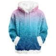 thumbnail image 2 of Hoodies For Women Oversized Winter Plush Cute Gradient Print Flannel Hooded Sweatshirt Trendy Fall Winter Clothes Cozy Pullover,Blue,M, 2 of 7