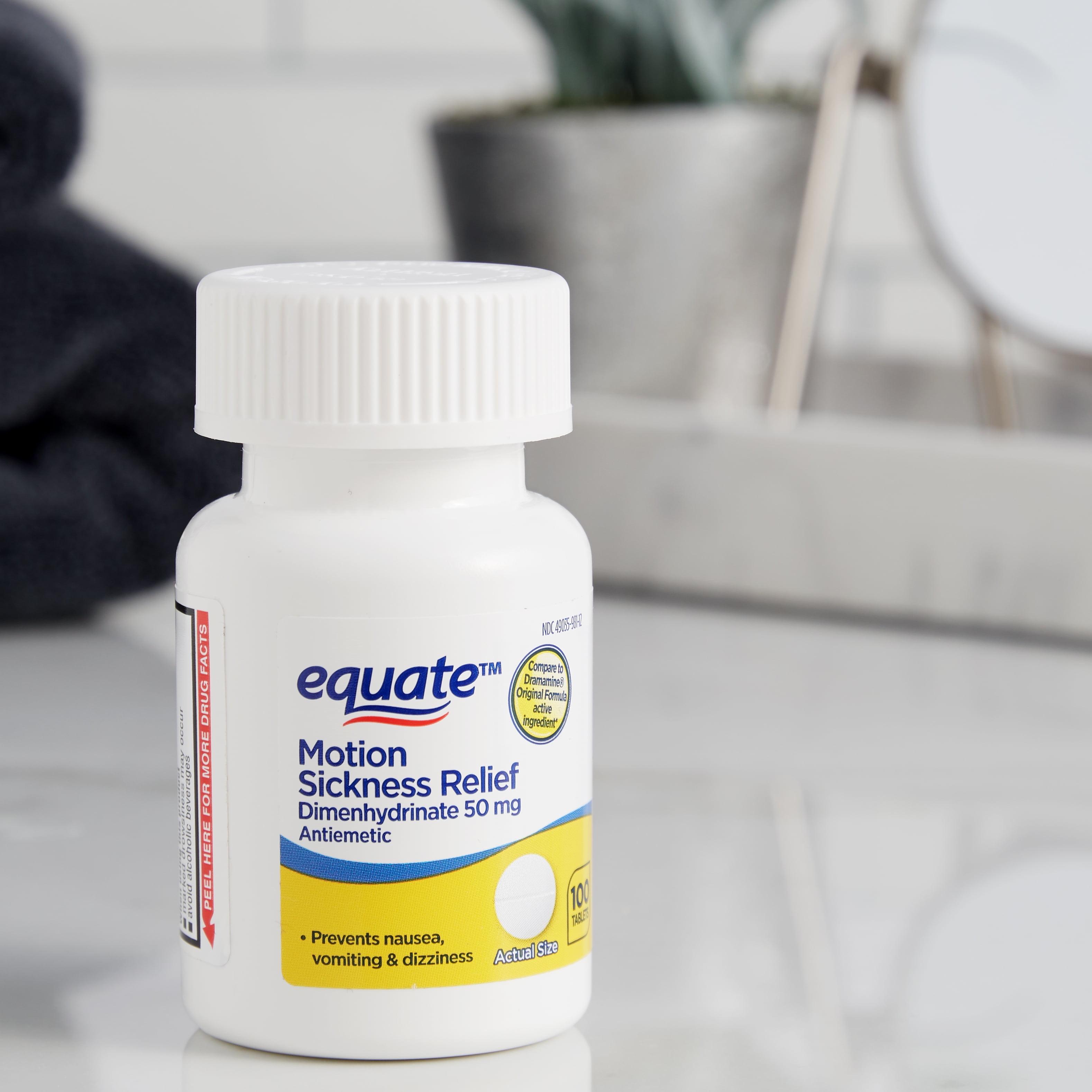 2 Pack Equate Fast Acting Motion Sickness Relief Dimenhydrinate Tablets 50 Mg 100 Ct Walmart Com