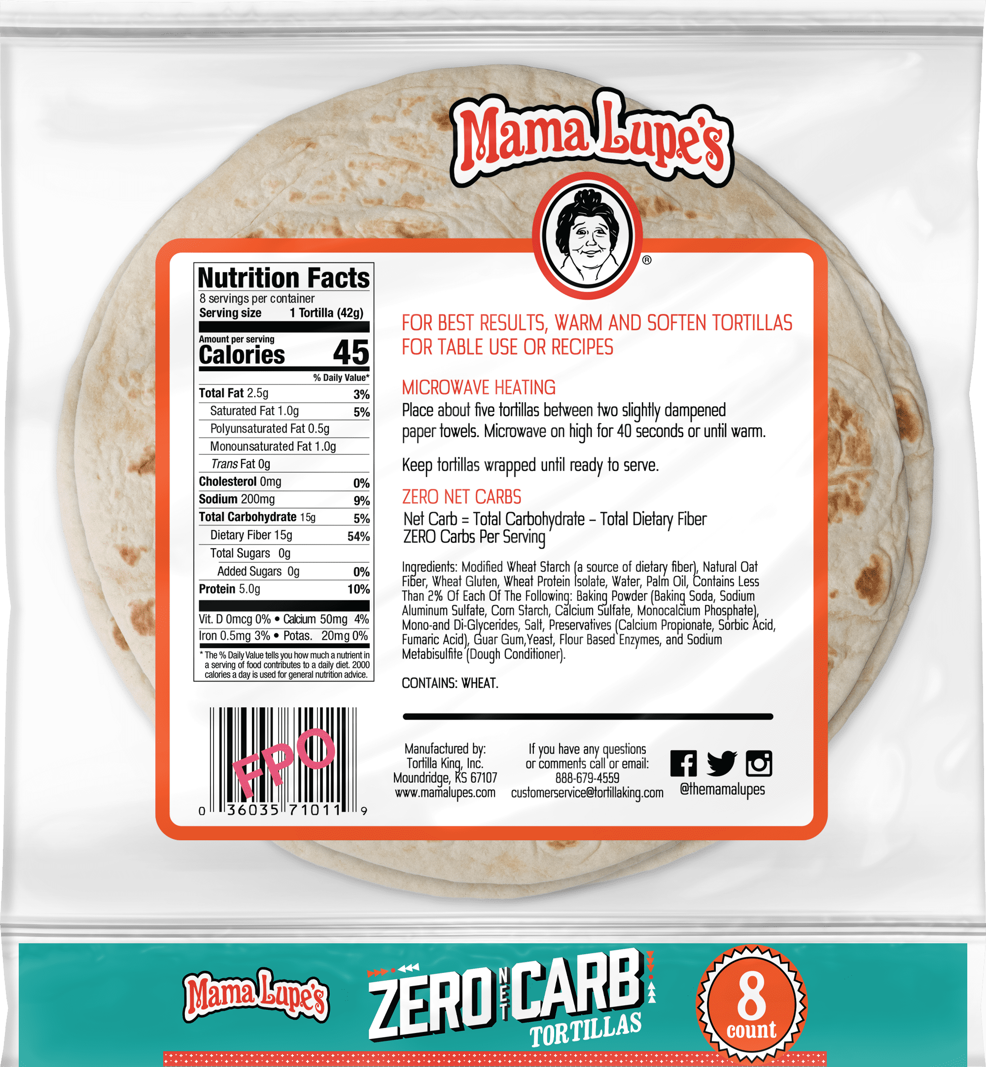 Mama Lupe's Zero Net Carb Flour Tortillas, 8 Count