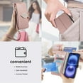 thumbnail image 6 of Wallet Case for Samsung Galaxy S24 Ultra Flip PU Leather Protective Kickstand Cover, with Lanyard & Crossbody Strap Shockproof Card Slots Zipper Pocket Leaf Design Magnetic Clasp Phone Case, Rosegold, 6 of 13