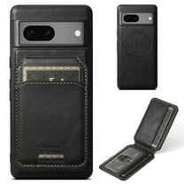 TECH CIRCLE for Google Pixel 8 Case with Card Pocket,Compatible with Magsafe Wireless Charging,Detachable 2-in-1 Shockproof Premium PU Leather Card Slots Kickstand Wallet Case for Google Pixel 8,Black