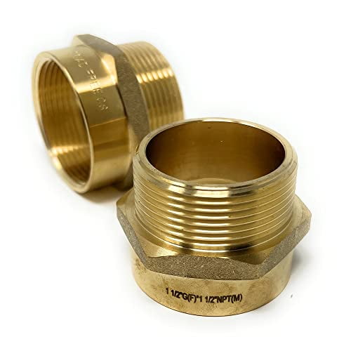 G Thread (Metric BSPP) Female to NPT Thread Male Pipe Fitting Adapter - Lead-Free Adapter (Two, 1 1/2 inch)