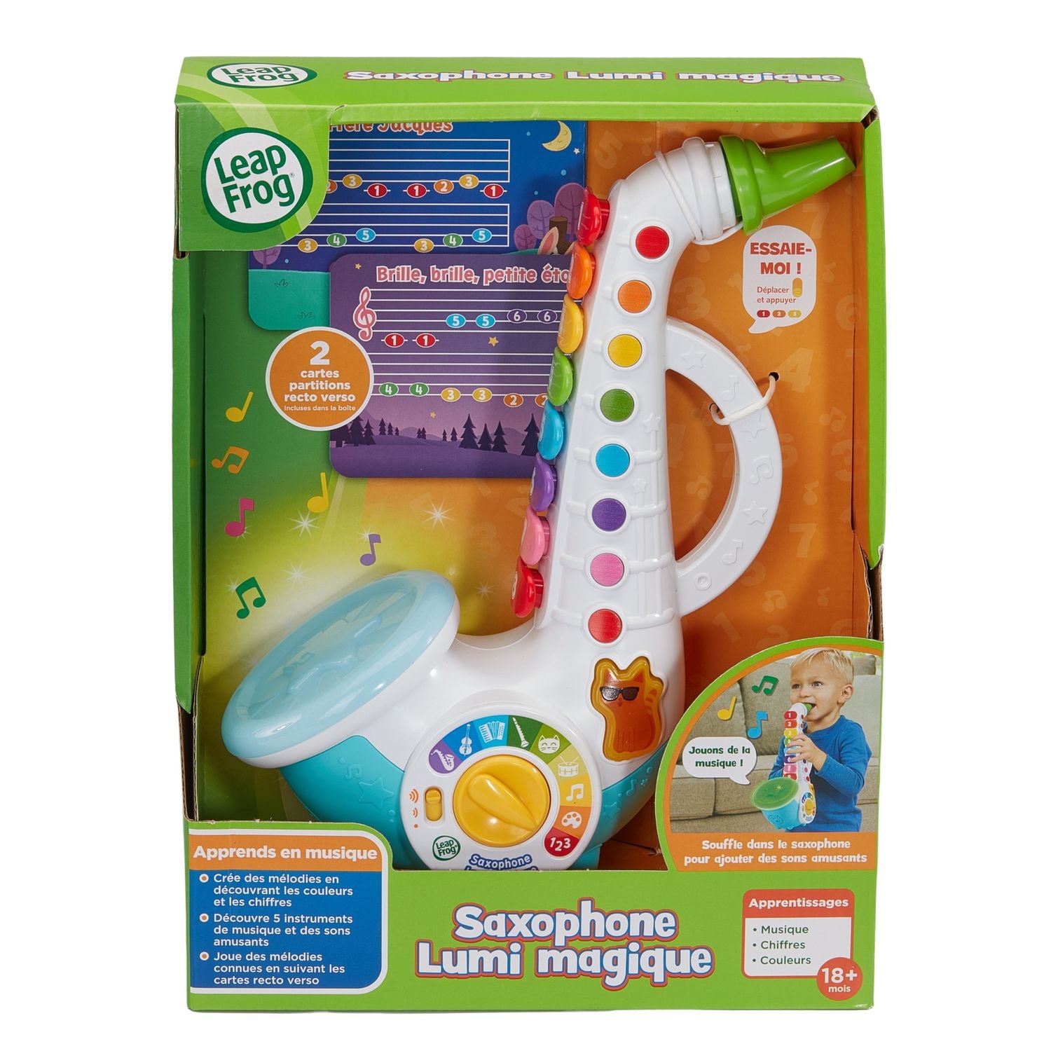 LeapFrog Learn & Groove Jazzy Saxophone - Saxophone Toy for Kids- French Version, 18+ Months