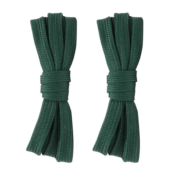 2pair Double Layer Flat Shoelaces Dark Green for Sneakers Athletic Shoes 24"-72"
