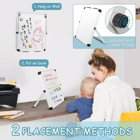 Dry Erase Board,2Pcs 10 X 10 in Dry Erase Board Double Sided Desktop Standing White Board Tabletop Message Board Reminder For School Home office