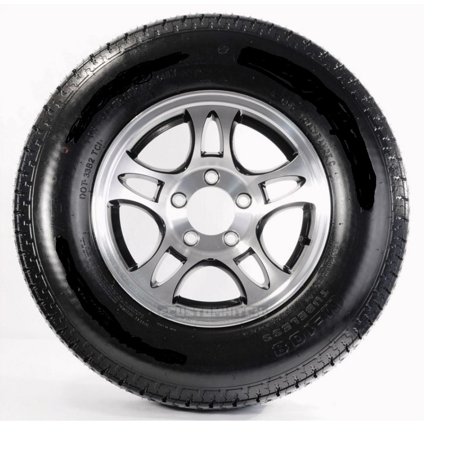 - 2-Pack Radial Trailer Tire On Rim ST205/75R15 Load C 5 Lug Aluminum T03 Black
