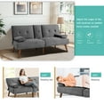 thumbnail image 2 of Sobaniilo Futon Sofa Bed Velvet Couch, 60" Loveseat Sofa Bed with Removable Armrests, Adjustable Reliner Guest Bed Daybed for Small Space, Cup Holders, 3 Angles, Gray, 2 of 6