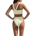 thumbnail image 3 of INSPIRE CHIC Women's 3D Flower Bandeau Bikini Sets 2 Piece Single Side Wide Double Strap Tops High Waist Bottoms Swimwear Bathing Suits X-Large White, 3 of 5