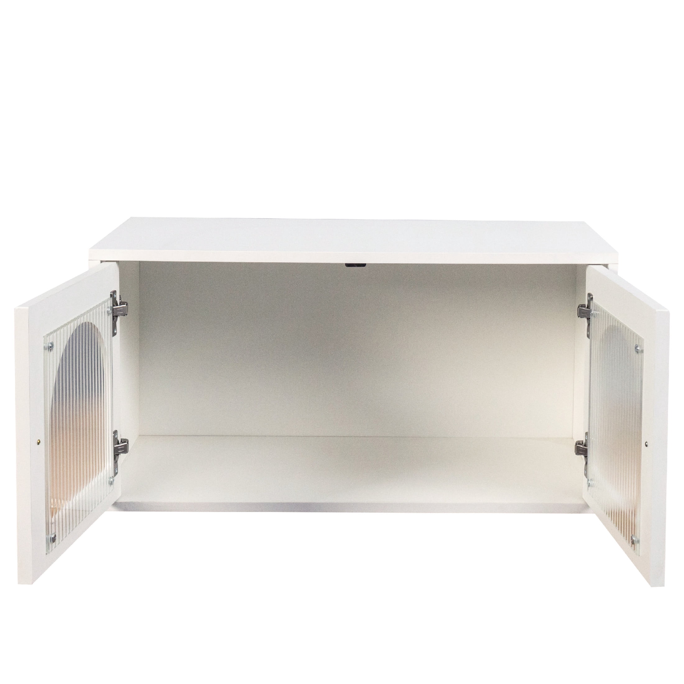 Noble House Brixo Wall Mounted Storage Cabinet with Glass Door, Floating Display Cabinet for Kitchen & Bathroom, White