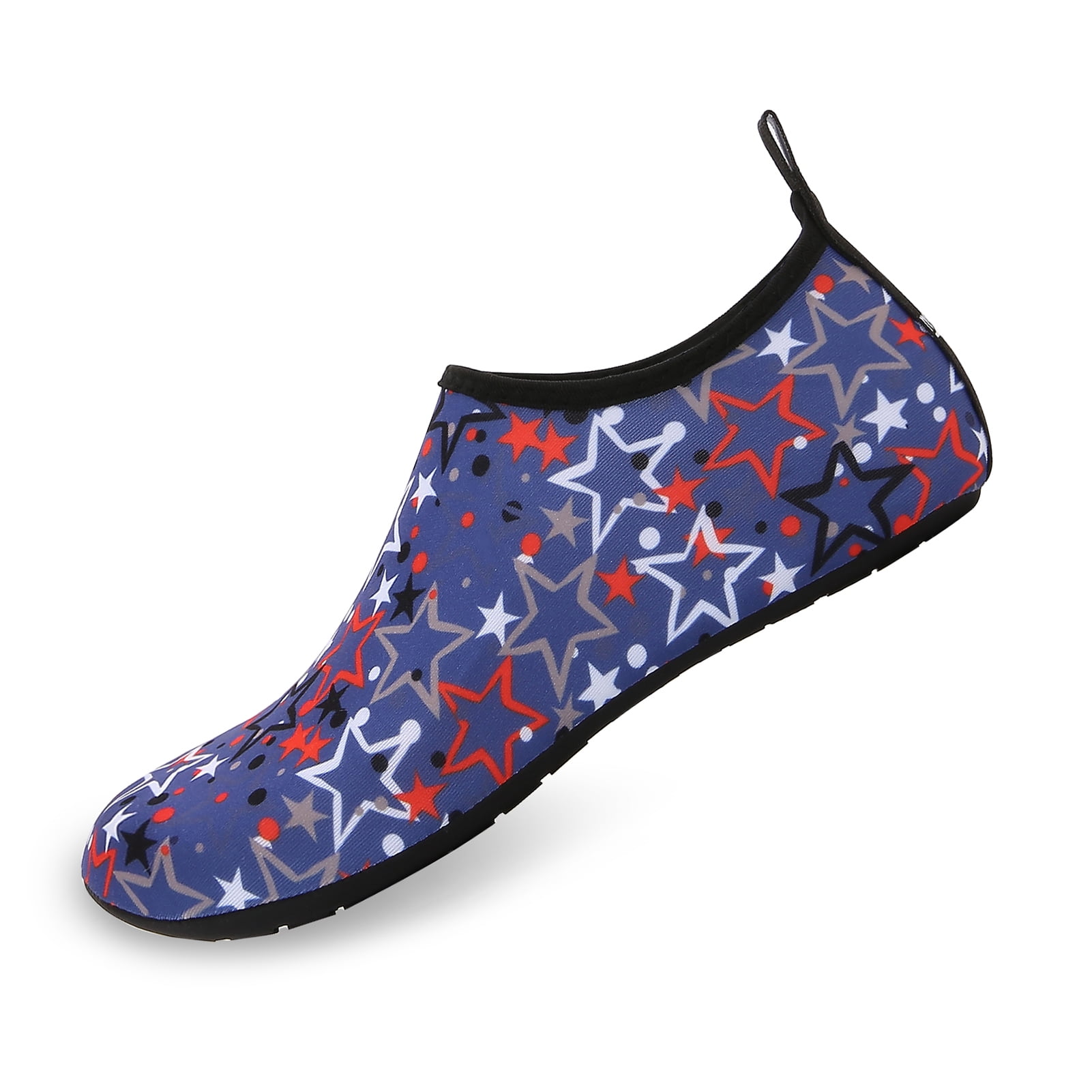 Men and Women a Slip On Barefoot Quick-Dry Beach Aqua Yoga Water Shoes (Star/White Red, 9.5-10.5 Women/8.5-9 Men)