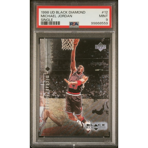 Michael Jordan 1998 Upper Deck Black Diamond Basketball Card #12 Graded PSA 9