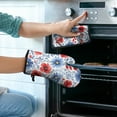thumbnail image 2 of Pioneer Flower Kitchen Oven Mitt and Pot Holder Sets 4 Pcs for Baking, Cooking and Grilling, Heat Resistant Up To 392 °F, 2 of 7