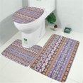 thumbnail image 2 of Boho Blue Knitted Ethnic Pattern Bathroom Rugs Sets 3 Piece,Toilet Cover Set,Absorbent Non Slip Bathroom Mats Sets with U-Shaped Contour Rug Toilet Rug Set, 2 of 5