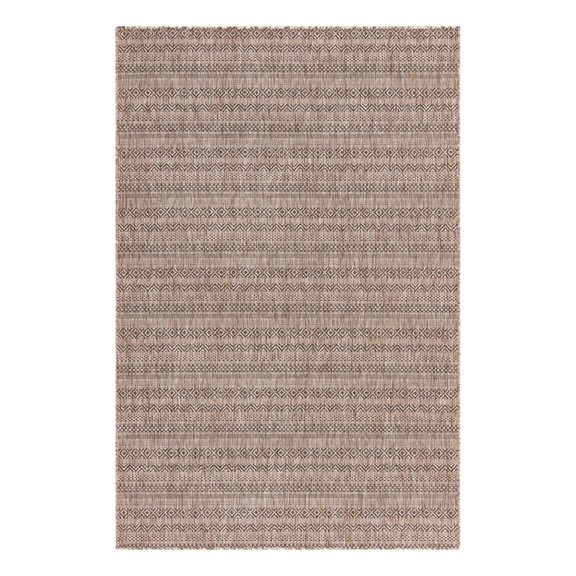 Unique Loom Outdoor Striped Collection Area Rug - Maia (5' 3" x 8' Rectangle Natural/Black)