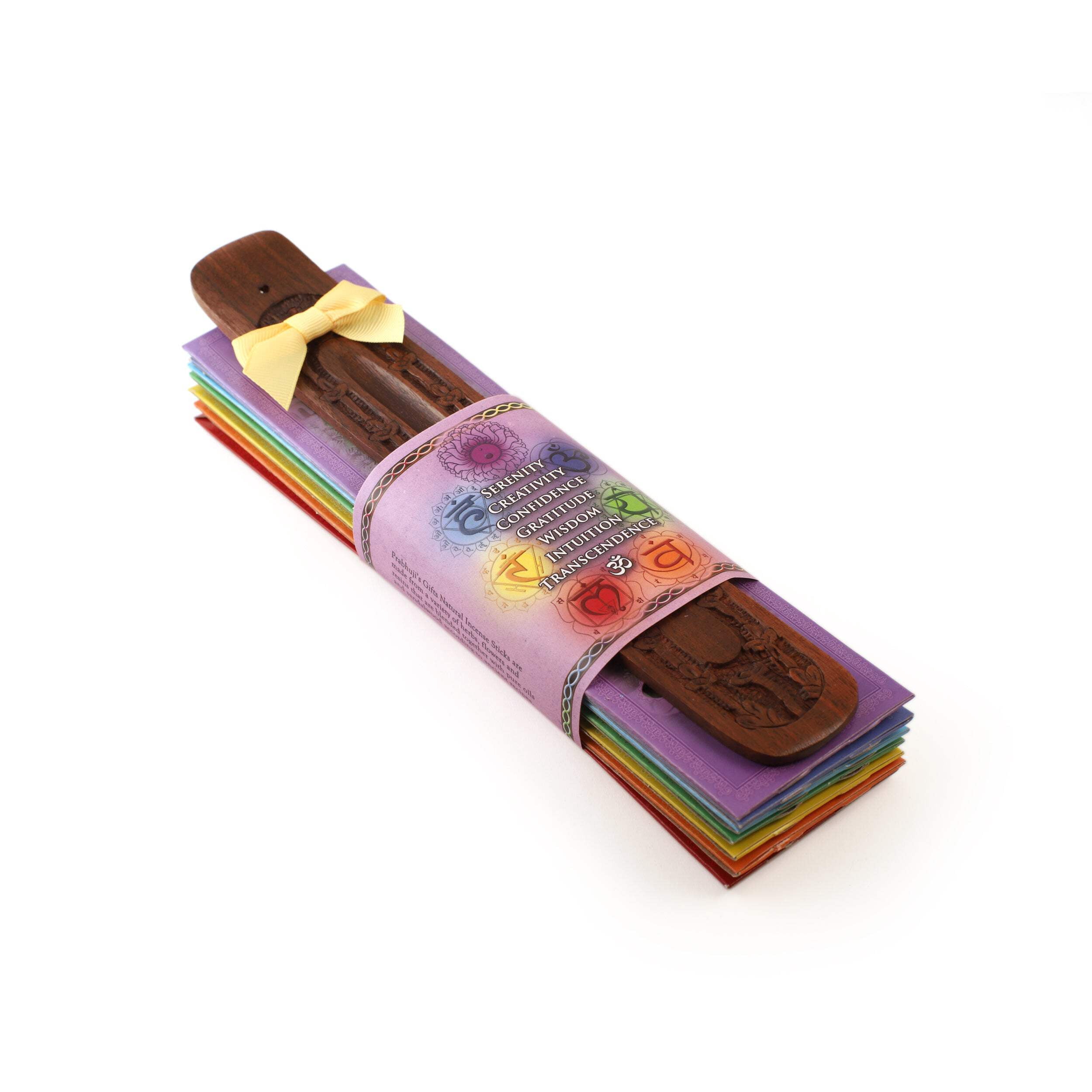 Incense Gift Set - Flat Burner + 7 Chakras Incense Stick in Purple Greeting Sleeve