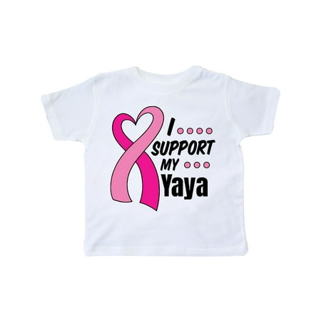 

Inktastic Breast Cancer Awareness I Support My Yaya with Pink Ribbon Gift Toddler Boy or Toddler Girl T-Shirt