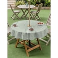 thumbnail image 3 of Outdoor Tablecloth with Umbrella Hole and Zipper, Sage Green Ombre Round Table Cloth 60 Inch Waterproof Tablecloth, Farmhouse Stripes Modern Abstract Art Picnic Table Cover for Patio Camping, 3 of 7