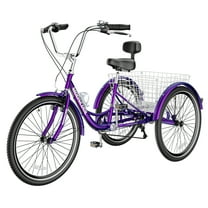 NAIZEA Adult Tricycles 24 Inch 3 Wheel 7 Speed Bikes Three-Wheeled Bicycles Cruise Trike with Shopping Basket