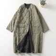 thumbnail image 3 of Abrigos acolchados de gran tamaño, chaquetas con cuello redondo y diseño rómbico para mujer, manga larga, ligeros, de longitud media, informales, vintage, ropa de nieve para invierno, 3 of 4