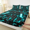 thumbnail image 3 of Manfei Gamer Gaming Bed Sheets,Vindoe Game King Sheets,Cyan Geometric Geometry Sheet Set For Kid Boy,Lightweight Room Decorative,4 Pieces, 3 of 7