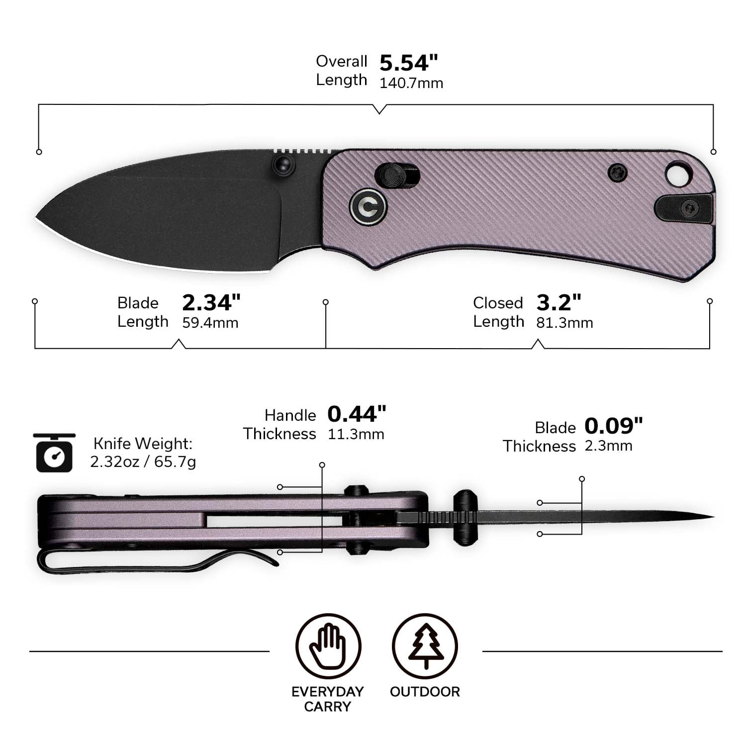 CIVIVI Small Pocket Knife Baby Banter 2 Crossbar Lock folding Knife with 2.34" Nitro-V Blade Aluminum Handle, Titanium Thumb Stud Opener C23074-2